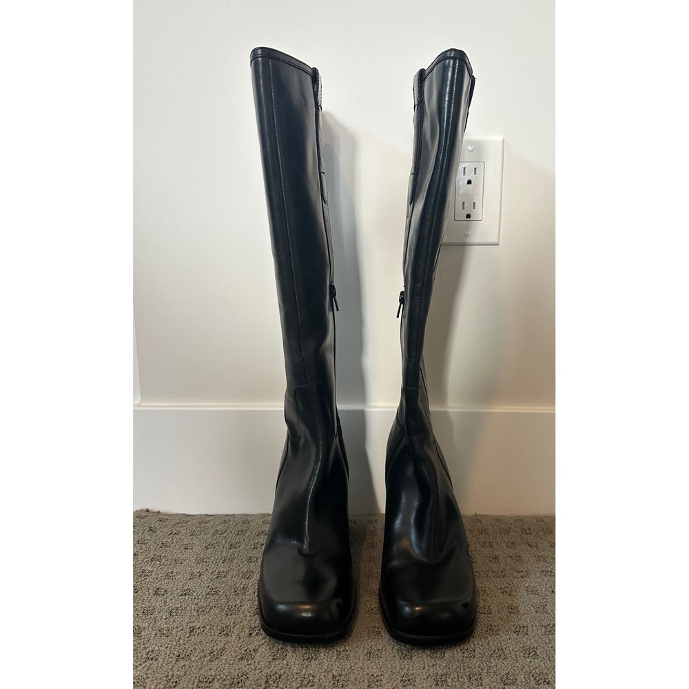 Free People Leather Knee High Boots 8.5 Black Like New